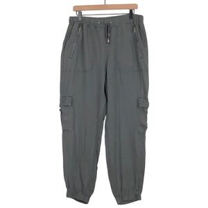 Blank NYC 100% Linen Cargo Jogger Pants Sz 31 Gray Drawstring Utility Casual